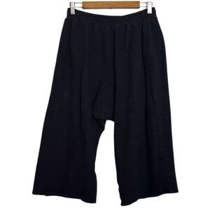 EARTHBOUND Pullon Drop Crotch Cropped Pants Womens Medium Baggy Cotton Black